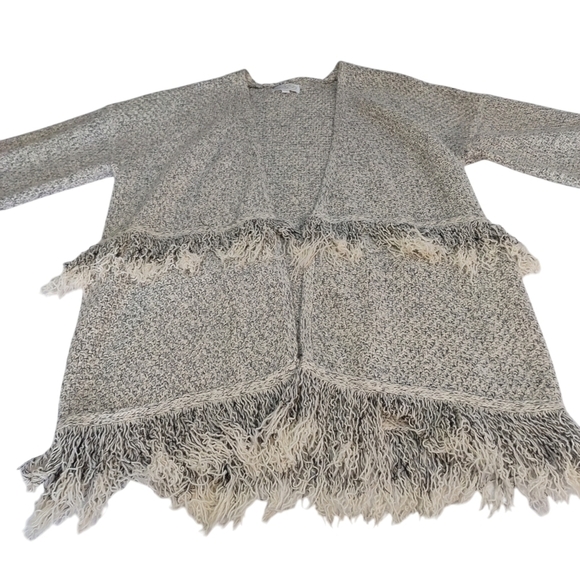 Mud Pie Women's Open Front Fringed Sweater Cardigan Size S/M - Picture 3 of 9